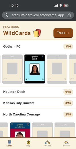 Screenshot from Wildcards app